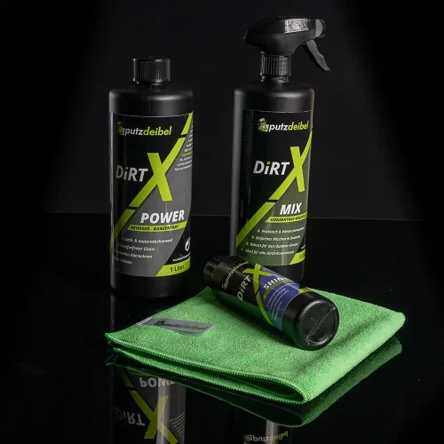 Starterset 2 mit Dirt X Power-Konzentrat, Mix, Shine und Microfasertuch